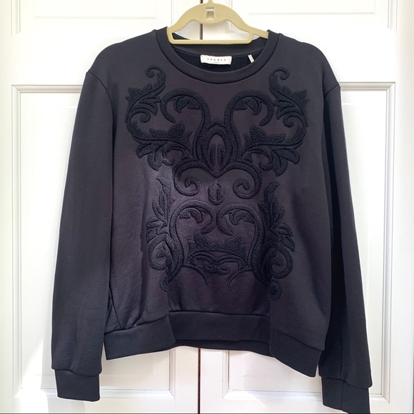 Sandro Black Embroidered Patterned Sweater - Picture 1 of 8